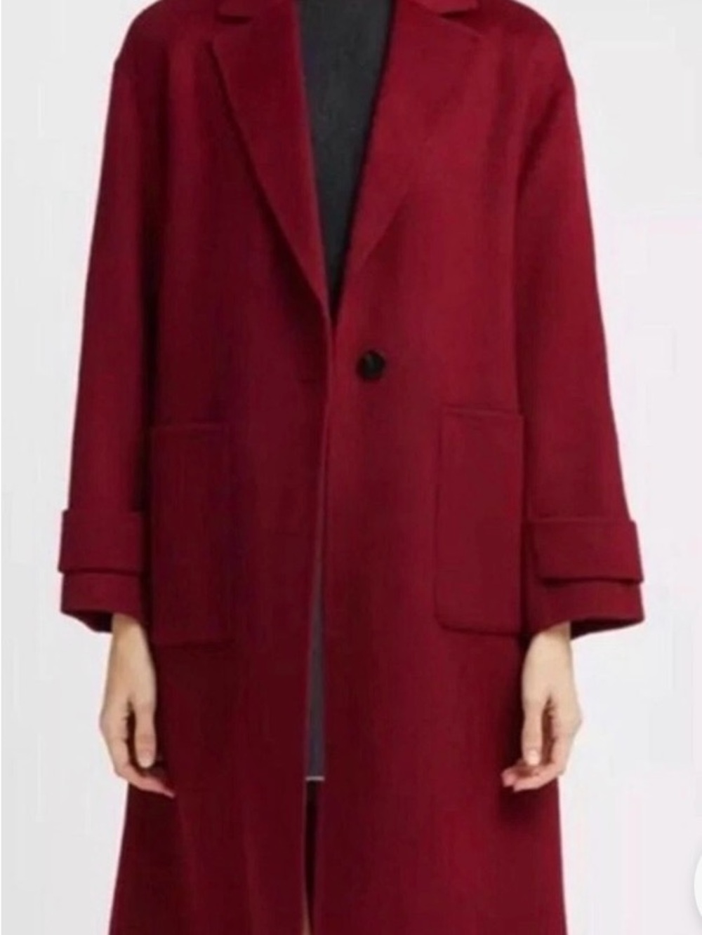 Theory Women's Burgundy Single-Button Wool/cashmere Pea Coat